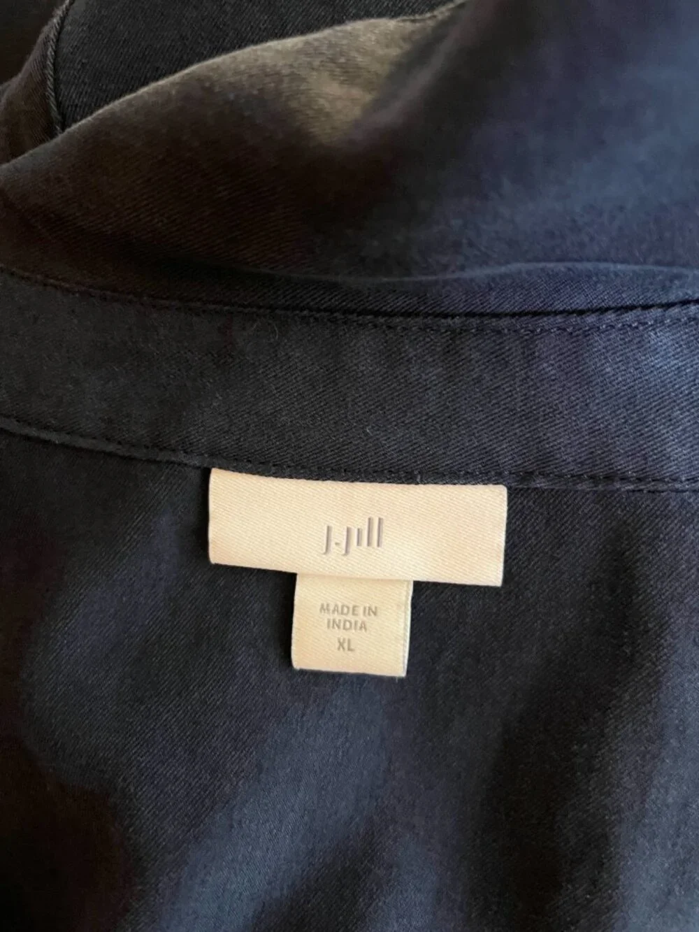 J. Jill Size XL Navy Blue Long Sleeve Shirtdress Lyocell